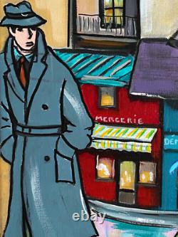 Art Painting Deco Kris Milvy Paris Place St André Des Arts 65x81 Cote Drouot