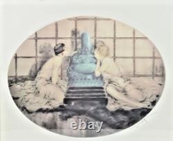 BLUE BUDDHA signed ICART Art Deco Lithograph Vintage Antique Table