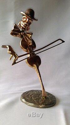 Bassist Bronze Sculpture Yves Lohe (1947) Signed