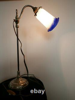 Beautiful 1930 Art Deco Office Lamp Signed By Novardy Retro Blue 49 CM