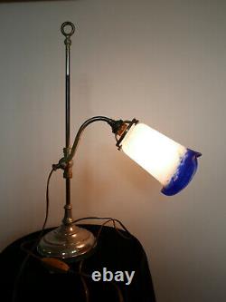 Beautiful 1930 Art Deco Office Lamp Signed By Novardy Retro Blue 49 CM