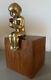 Beautiful Bronze Art Deco Signed Bizette, Naked Girl Eating An Apple + Base