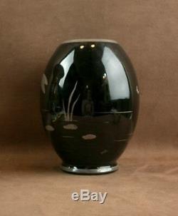 Beautiful Glass Vase Art Deco Black Dragonfly Decor Sign Hem Michael Hermann