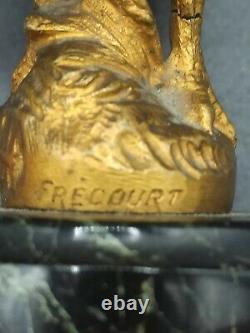 Beautiful Gold Bronze Rooster Signed Frecourt Maurice Art Déco