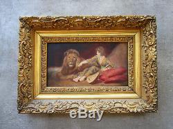 Beautiful Old Unsigned Painting, Lion Tamer, Art Deco Woman, Circus