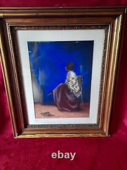 Beautiful Pastel Epoch Art Deco Representing An Andalusian / Spanish Signed Woman