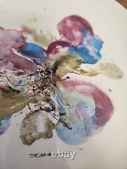 Beautiful Plate Zao Wou Ki Porcelain Orchids Signed