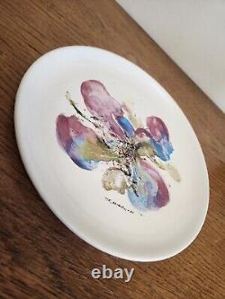 Beautiful Plate Zao Wou Ki Porcelain Orchids Signed