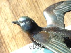 Beautiful Swallow Bird Statue in Regule with Marble Art Deco Base, Unsigned