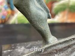 Beautiful and Ancient Art Deco Bronze Sculpture with Green Patina Unsigned