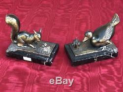 Benjamin Rabier Bookends Pair Art Deco Fables From A Decor In Regulates Signed