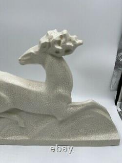 Biche Et Son Faon Ceramic Art Deco Signes Lejan Animal Cracked Ceramic