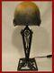 Big Lamp Signed Mulaty Paste Glass Art Deco Iron Ep Lamp Muller Degué