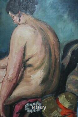 Big Nude In Hat, Roger Grillon (1881-1938), Oil On Canvas, Signed