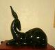 Black Art Deco Statue, Signed Lemanceau, Gazelle Antelope, St. Clément Faïence