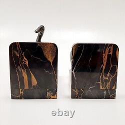 Bookends Animal Sculpture Geese Signed M. FONT Art Deco