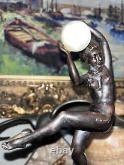 Briand / Marcel Bouraine Ballerina with Ball, Art Deco Era Sculpture Signed