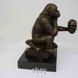 Bronze Animal Statue Monkey in Art Deco Style Art Nouveau Bronze Monkey