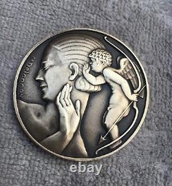 'Bronze Art Deco Cupid Medal Signed M. Dalannoy'