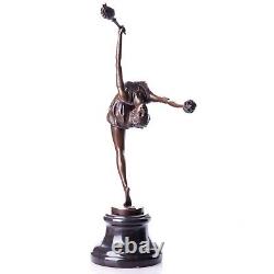 Bronze Art Deco Dancer with Torch Sculpture after Ferdinand Preiss