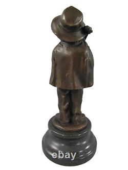 Bronze Art Deco Style Boy with Violin Sculpture Signed