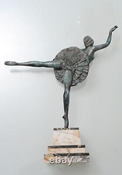 Bronze Art Deco sculpture of a ballet dancer signed Balleste