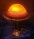 Bronze Art-deco Period Lamp Where Laiton Glass Paste Signed Vianne