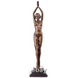 Bronze Dancer Sculpture Antique Art Deco Style Signed