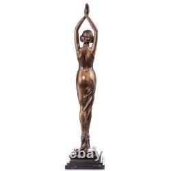 Bronze Dancer Sculpture Antique Art Deco Style Signed