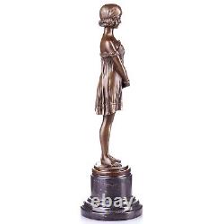 Bronze Girl Sculpture Art Deco Innocence after Demetre Chiparus