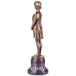 Bronze Girl Sculpture Art Deco Innocence after Demetre Chiparus