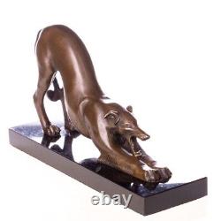 Bronze Greyhound Sculpture Art Deco Style On Black Marble