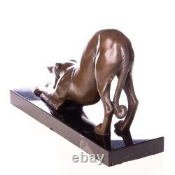 Bronze Greyhound Sculpture Art Deco Style On Black Marble