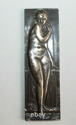 Bronze Plaque Signed By Pierre Turin Venus With Art Deco Bath
