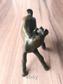 Bronze Sculpture Signed Animal Subject Kid Art Deco