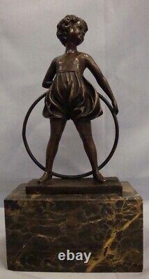 Bronze Statue: Girl with Hoop - Art Deco Style, Art Nouveau Bronze Sign