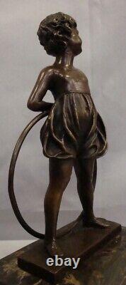 Bronze Statue: Girl with Hoop - Art Deco Style, Art Nouveau Bronze Sign