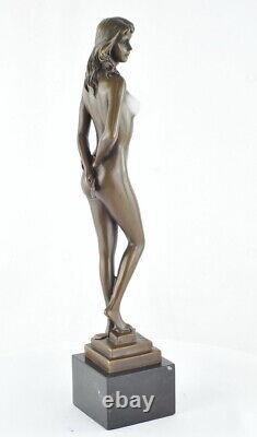 Bronze Statue: Nude Sexy Dancer Art Deco Style, Art Nouveau Style, Signed Bronze