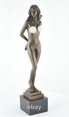 Bronze Statue: Nude Sexy Dancer Art Deco Style, Art Nouveau Style, Signed Bronze