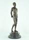 Bronze Statue: Nude Sexy Man In Art Deco Style, Art Nouveau Bronze Sign