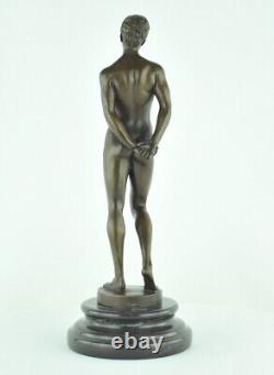 Bronze Statue: Nude Sexy Man in Art Deco Style, Art Nouveau Bronze Sign