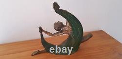 Bronze Statue: The Dancer with Veil, Signed by Jean Lormier, Art Deco 20th Century