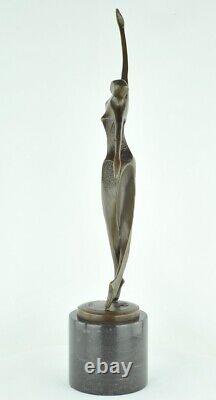 Bronze Statue of Nude Acrobatic Dancer in Modern Style and Art Deco Bronze Signed