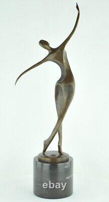 Bronze Statue of Nude Acrobatic Dancer in Modern Style and Art Deco Bronze Signed