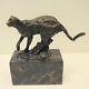 Bronze Statue Of A Cheetah In The Animalier Style, Art Deco And Art Nouveau Style, Signed Bronze.