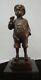 Bronze Statue Of A Smoking Boy In Art Deco And Art Nouveau Style, Signed Bronze