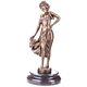 Bronze Woman Sculpture Antique Art Deco Style Signed