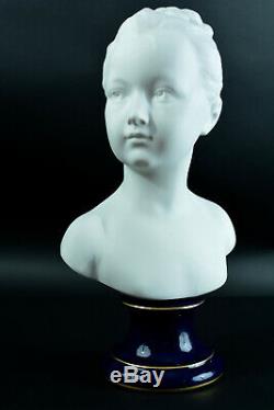 Bust Ancient Porcelain Houdon Tharaud Limoges Young Girl Art Deco Statue