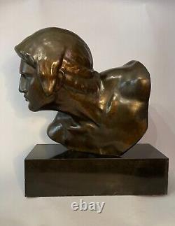 Bust of Gladiator (Achilles), Constant Roux. Lost wax bronze, Art Deco.
