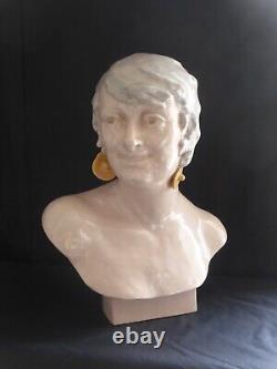 Bust of a woman in glazed ceramic signed Marcel Guillard-Art Deco